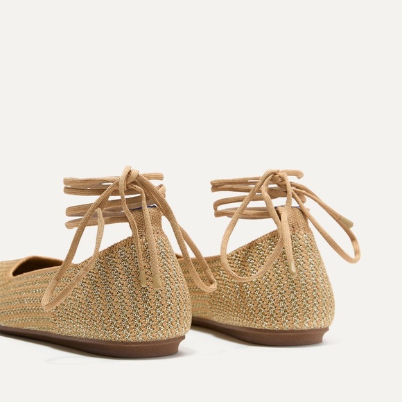 ROTHY’S The Square Wrap Ballet Flats, Sz 8.5 - Gold Metallic Shoes - Picture 5 of 14